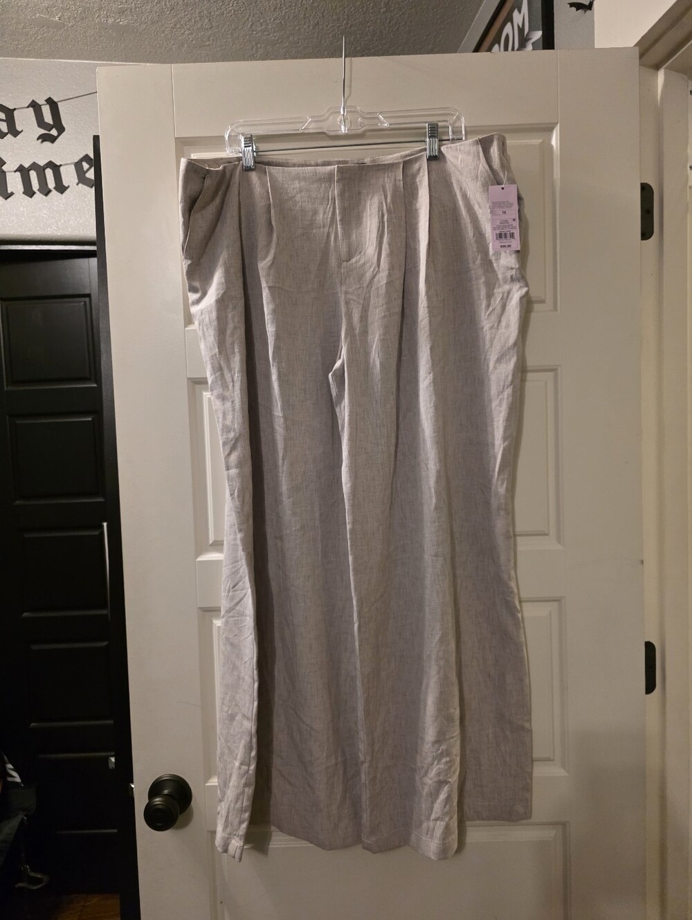 Beige Relaxed Wide Leg Pants Size 16